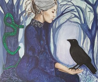 Woman and raven